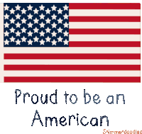an american flag with the words " proud to be an american " written below it
