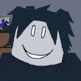 a pixel art drawing of a person 's face with a smiley face .