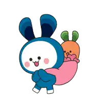 a cartoon of a bunny holding a carrot and a pink heart