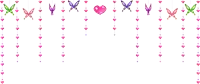 a row of butterflies and hearts are hanging from a string