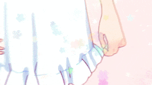 a drawing of a girl with long white hair and pink highlights