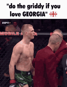 a picture of a man with the words " do the griddy if you love georgia " on the bottom