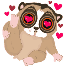 tarsier in love hearts tongue out i love you