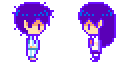 a pixel art of a boy and a girl standing next to each other