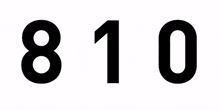 the number 810 is written in black letters on a white background .