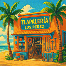 a painting of tlapaleria los perez on a beach