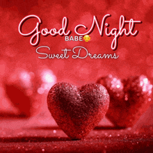 a red heart with the words good night babe sweet dreams