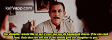 a man with a mustache is sitting at a table talking to another man ..