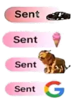 a lion an ice cream cone and a car are sent