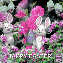 Happy Easter Easter Bunny GIF - Happy Easter Easter Bunny Easter Flowers GIFs