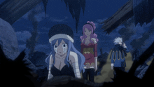 a group of anime characters including a girl with a crying face