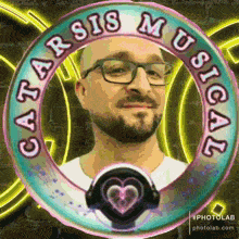 a picture of a man in a circle with the words catarsis musical written on it
