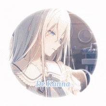 a picture of a girl with blue hair and the name de kanna