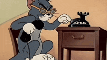 Tom And Jerry Calling GIF - Tom And Jerry Calling Batman GIFs