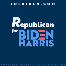 a poster for republican for biden harris on a blue background