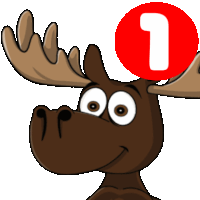 a moose with a red circle with the number 1 on it 's head