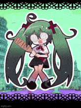 a cartoon girl holding a sign that says haru