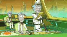 a cartoon of rick and morty with the words c est un espion butez-le je vais couler un bronze