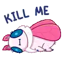 a cartoon moth is laying down with the words `` kill me '' written above it .