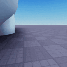 a tiled floor with a blue sky behind it