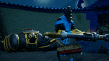 a ninjago character with a blue scarf around his face
