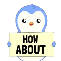 a penguin is holding a sign that says " yes "