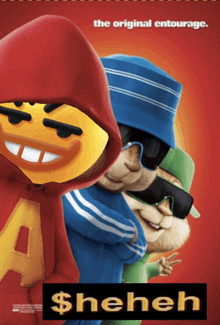 a poster for the alvin and the chipmunks with a smiley face on the front