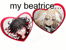 two heart shaped mirrors with the words my beatrice