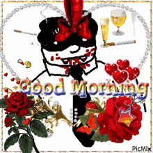 a picture of a man in a mask with the words good morning