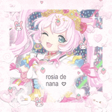 a drawing of a girl with the words rosia de nana on the bottom