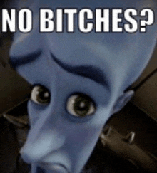 a picture of a cartoon character with the words no bitches written on it