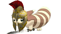a cartoon character with a helmet and sword