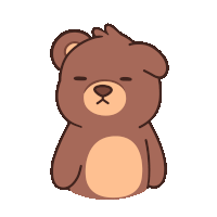 a cartoon drawing of a brown teddy bear with closed eyes