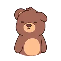 a cartoon drawing of a brown teddy bear with closed eyes