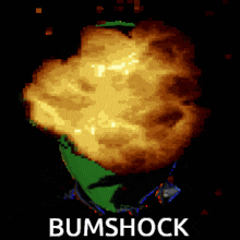 a pixel art image of a person with the word bumshack written on it