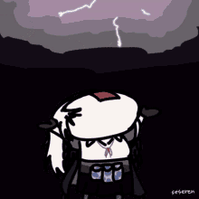 a drawing of a girl with a lightning bolt in the background and the word seseren on the bottom right