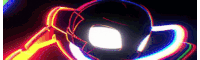 it looks like a cartoon character with a mask on and a light coming out of his mouth .