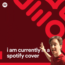 a spotify advertisement with a man pointing at it