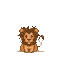 a pixel art drawing of a lion with its wings spread