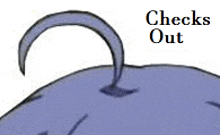 a cartoon drawing of a cat 's tail with the words checks out below it