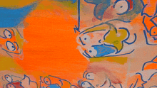 a close up of a painting of a person 's face with a blue eye
