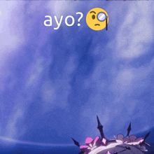 a blue background with a smiley face and the word ayo
