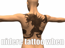 a person with a tattoo on their back with the words nidere tattoo when below it