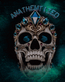 a skull with a diamond on it and the words anathematized