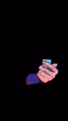 a drawing of a hand holding a blue light