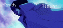 a cartoon drawing of randy and taelin with a blue background