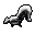 a black and white pixel art of a squirrel .