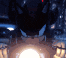 a close up of a shadow the hedgehog holding a light in his hands