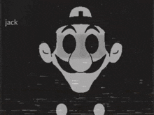 a black and white drawing of a cartoon character with a mustache and a hat .