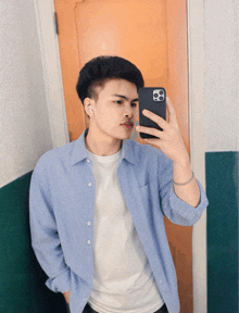 a young man taking a selfie with his phone